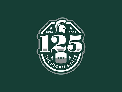 Michigan State 125 Years of Football Official Logo badge logo branding design football graphic design logo logo design michigan state sports sports logo typography vector