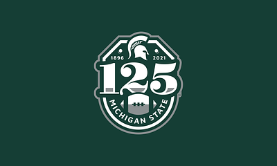 Michigan State 125 Years of Football Official Logo badge logo branding design football graphic design logo logo design michigan state sports sports logo typography vector