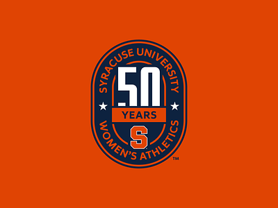 Syracuse 50 Years of Womens Athletics Official Logo badge logo branding design graphic design logo logo design sports sports logo syracuse typography vector