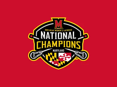 Official Logo for the 2019 Women's Lacrosse National Champions badge branding design graphic design lacrosse logo maryland national champions sports sports logo typography