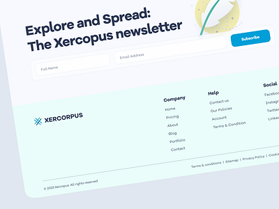 Footer Explorations 😍 animation footer newsletter software development agency ui xercorpus