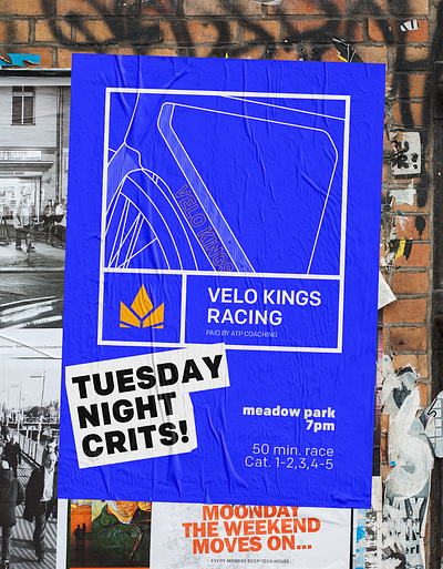 Velo Kings concept poster art bicycles bikes branding design illustration lines logo poster wheatpaste