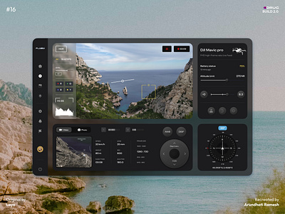 Flyby | App for DJI Mavic Pro 3d app build compass dark mode dashboard design designdrug drone figma interface ipad map mockup navigation recreate simulator tab tablet ui