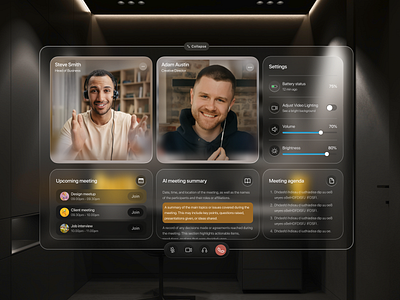 Video Conference App - Vision Pro app applevisionpro card clean conceptual event meeting ui meetup minimal online meeting product product design saas productdesign saas saas web seminar video call visionpro webapp workshop