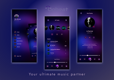 Upbeat Music App Design app app design branding design graphic design illustration logo mobile app mobile design music music app songs streaming streaming app ui