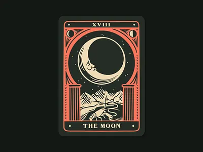The Moon dark green green illustration moon procreate sky tarot