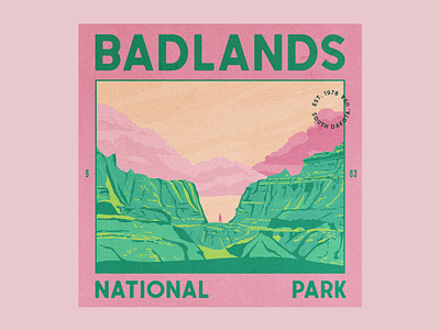 Badlands National Park badlands clouds design illustration mountains national parks postcard texture type vintage
