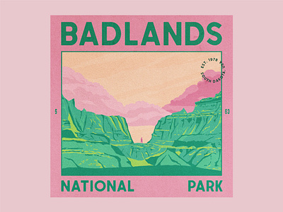Badlands National Park badlands clouds design illustration mountains national parks postcard texture type vintage