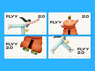 FLYY | 2.0 3d 3d character 3d visual app bold branding characters clean design flyy fresh graphic design illustration key visual nikola obradovic design ondsn vector visual
