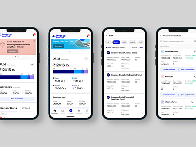 Invesco Mutual Fund - Distributor portal apllication app application design distributor finance funds interface investment minimal mobile money mutual ui ux