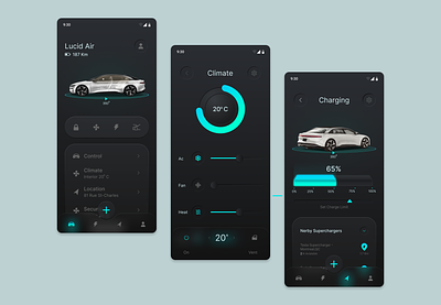 Electric Car Charging Mobile App 2023 android mobile app auto car charging design electric electric car electric vehicle lucid air mobile app mobile design mobile ui modern design motors neon ui ux vehicle
