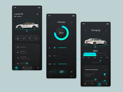 Electric Car Charging Mobile App 2023 android mobile app auto car charging design electric electric car electric vehicle lucid air mobile app mobile design mobile ui modern design motors neon ui ux vehicle