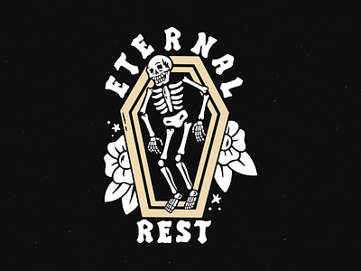 Eternal Rest apparel design black branding design distressed handdrawn illustration logo rock skeleton skeleton design undead vector