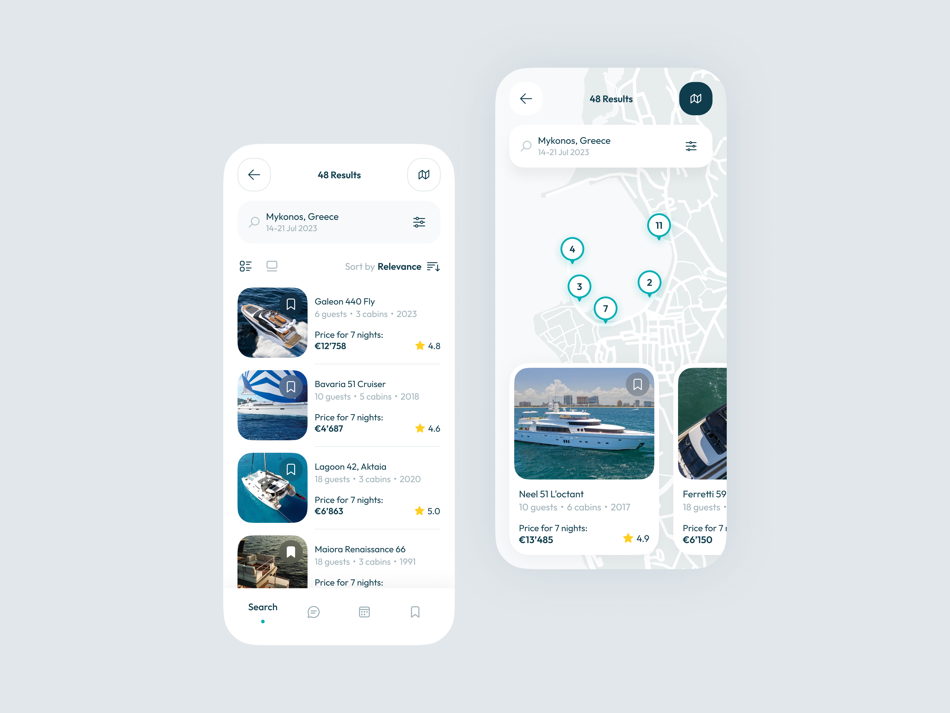 Yacht rental app by Nikita Gulak for Fireart Studio on Dribbble