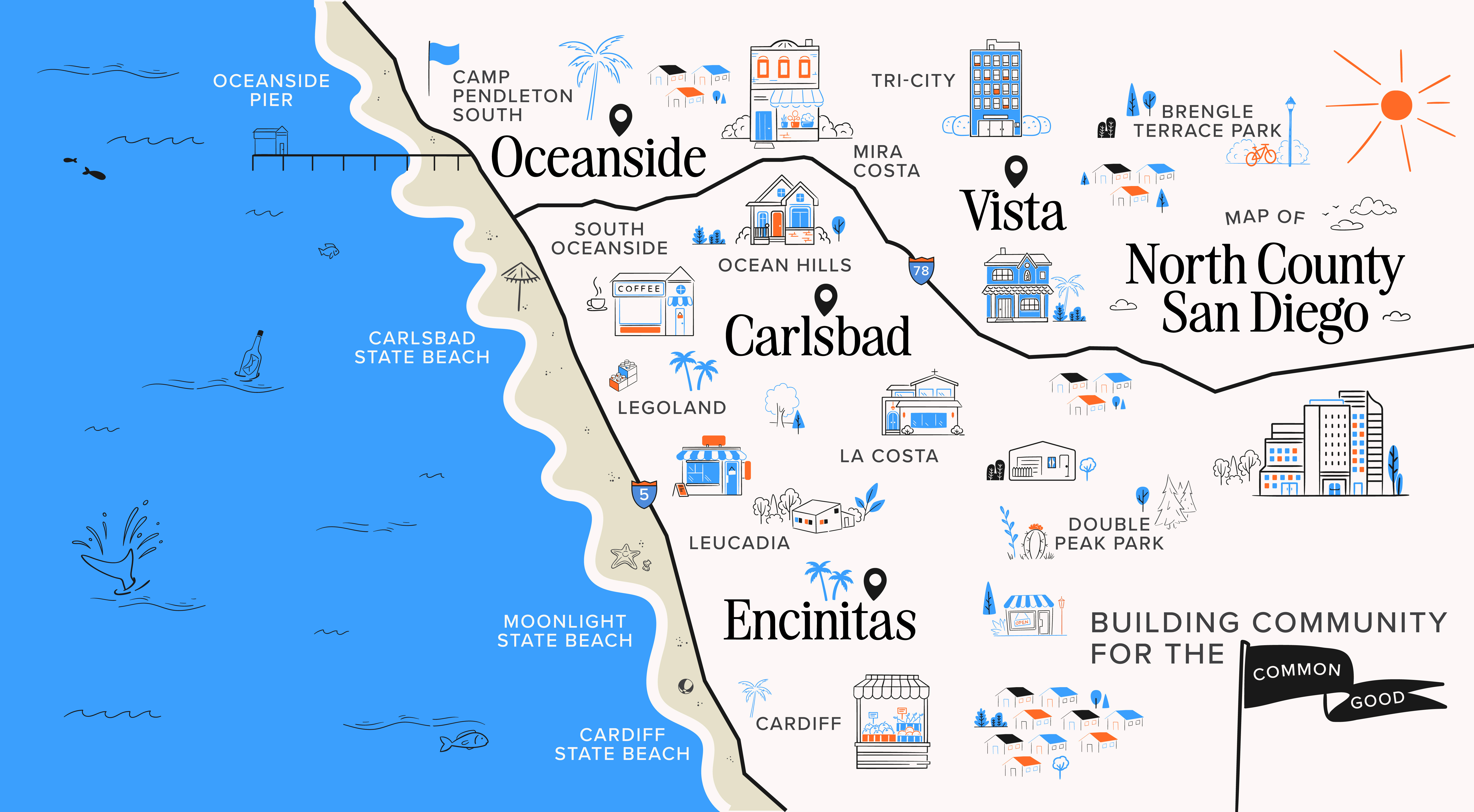 North County San Diego Map by Megan Nixon on Dribbble