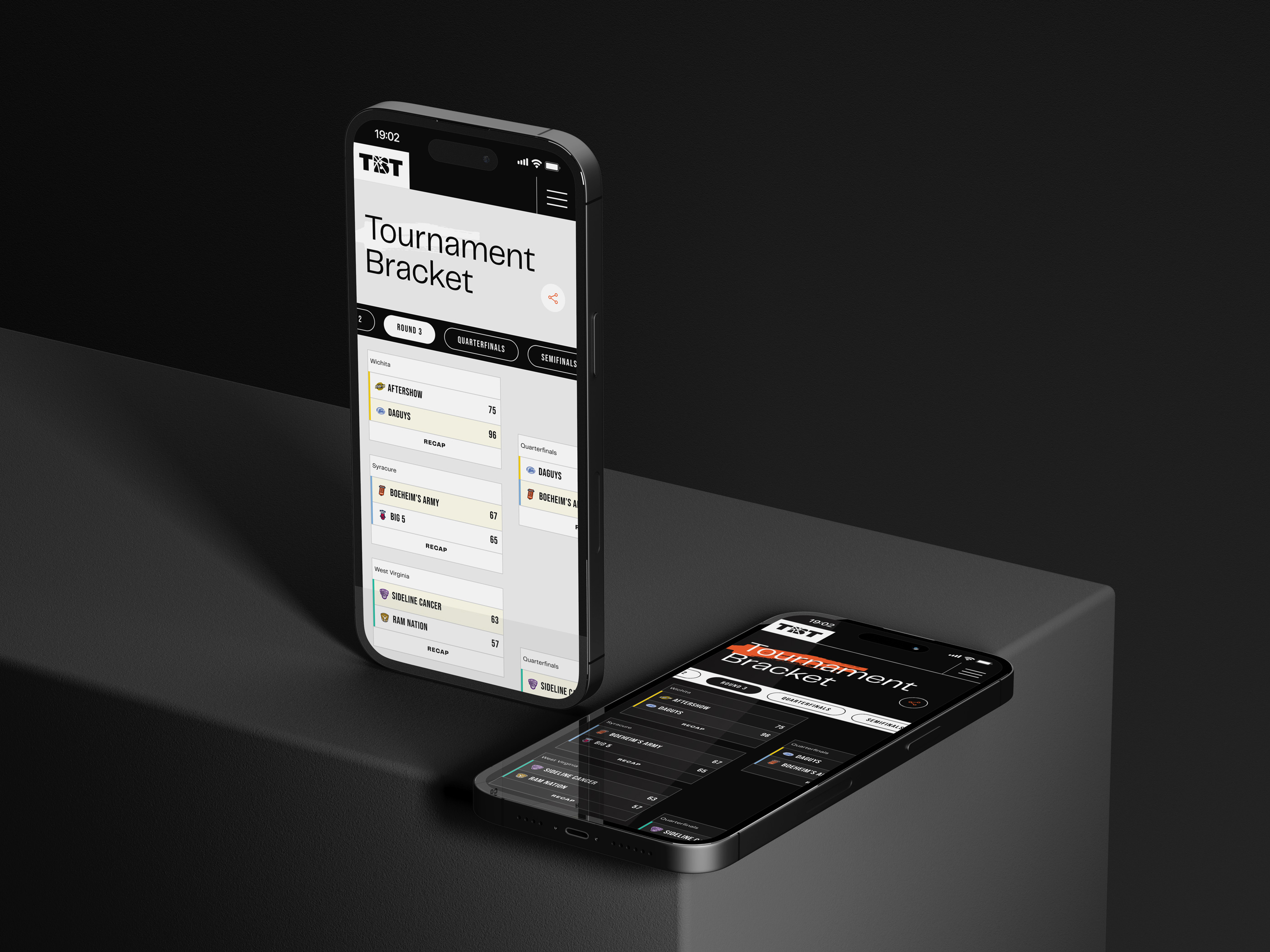 The Tournament - Basketball Bracket app basketball bracket components dark ui desktop ui desktop view light ui mobile mobile ui mobile view responsive soccer sports tournament ui user interface ux