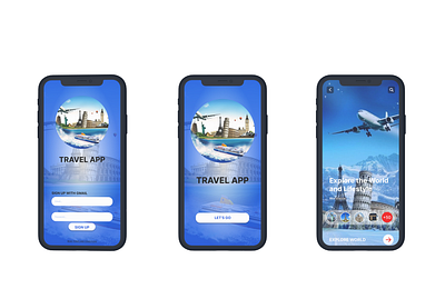 Travel App Mobile UI design branding design illustration logo ui uiux uiux design userexperience userinterface ux