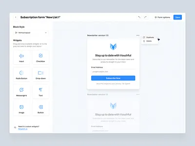 Subscription Form Builder- Email Marketing Saas Tool builder editor email email editor email marketing email template form layout newslatter saas subscription subscription form text editor ux webapp