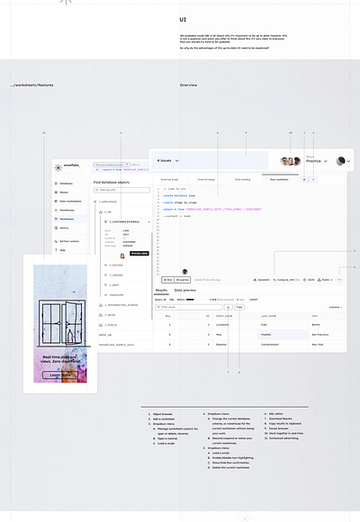 Features Overview ❄️ Snowflake UI redesign & rebranding cloud interface product snowflake startup ui ux web web design website