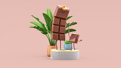 Chocolate characters 3d art c3d character cinema4d design graphic design illustration material model motion graphics render texture