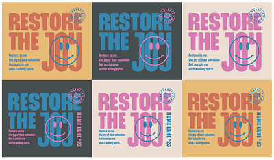 Restore The Joy T-Shirt Concept art direction church tshirt illustration joy print retro smile t shirt typography vector