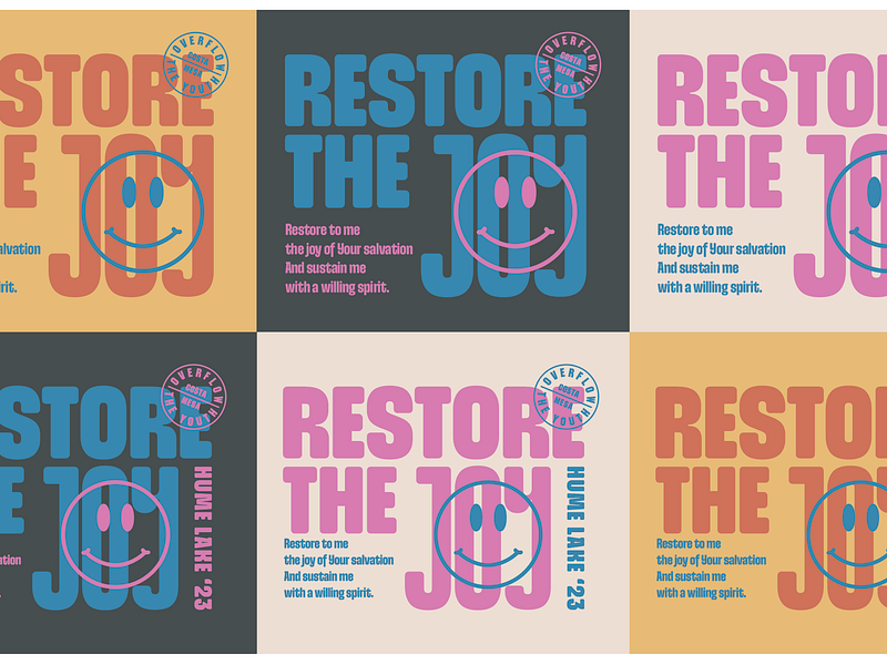 Restore The Joy T-Shirt Concept art direction church tshirt illustration joy print retro smile t shirt typography vector