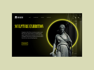 First page for a sculpture exhibition artexhibition design sculptureart sculptureexhibition yellow главный экран дизайн концепт