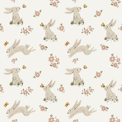 Cute Bunny Pattern animal pattern baby clothing colorful cute cute illustration cute pattern design flower pattern graphic design illustration pattern procreate