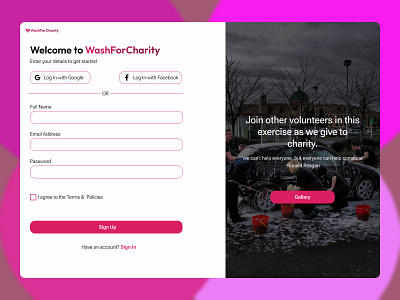 Sign Up page for a Volunteer Event branding dailyui design ui