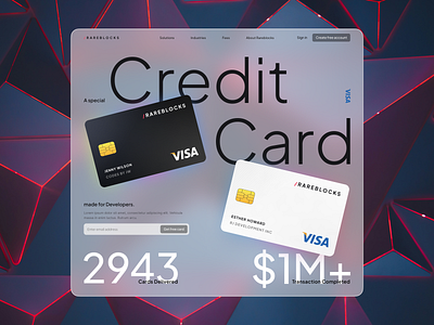 Credit card design graphic design hero section landing page ui uxui web design
