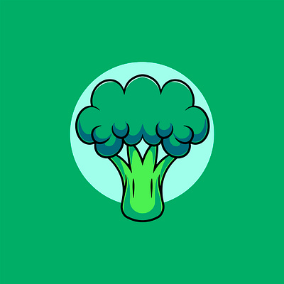 Simple Broccoli Icon Illustration branding farm house graphic design ui