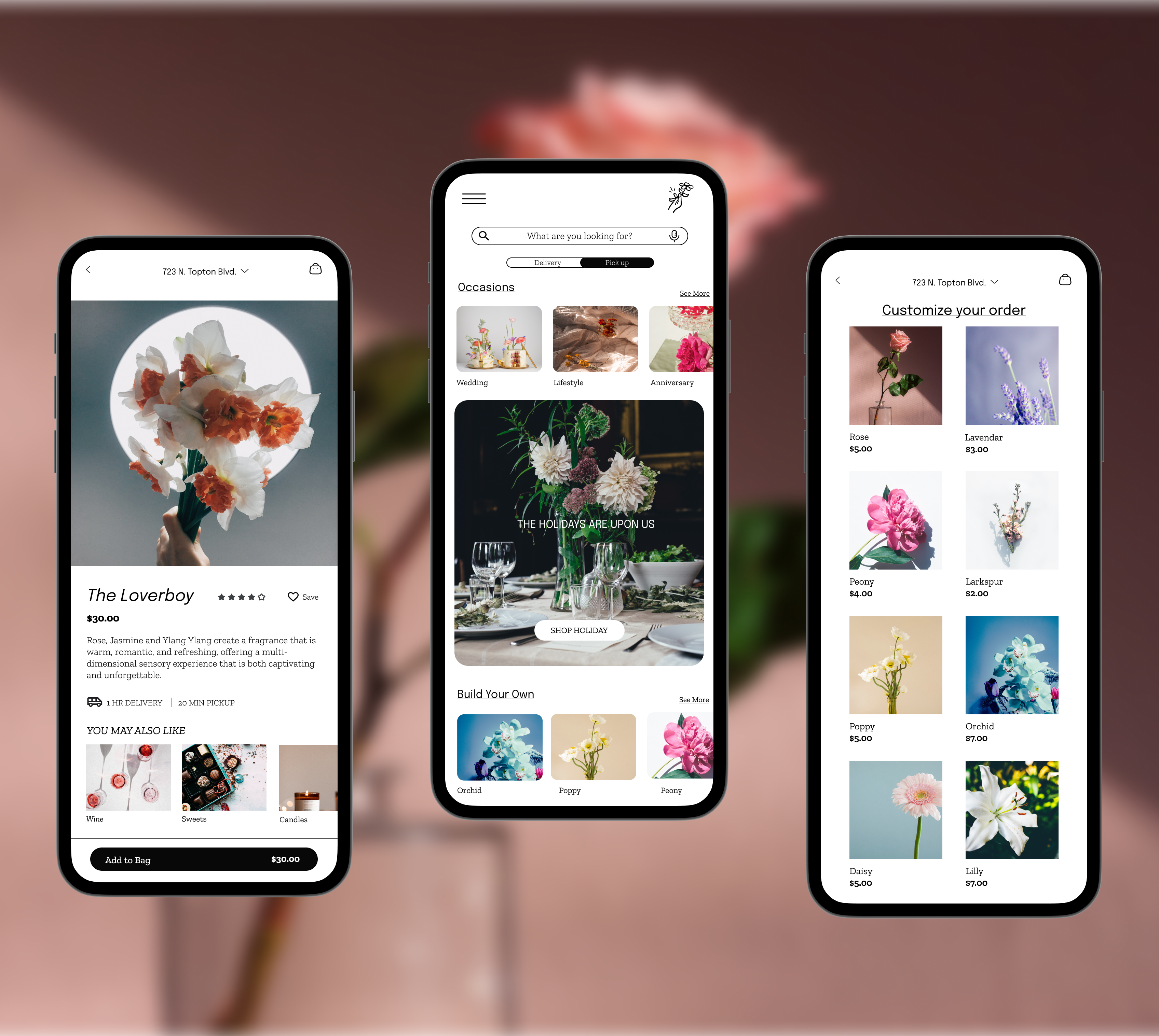 Antheia Gardens - Concept App for Local Florist app design graphic design illustration illustrator logo minimal typography ui ux