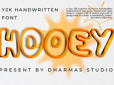 Hooey - Y2K Outline Handdrawn branding brutal design display font handcrafted handdrawn handlettered handwriting handwritten header headline magazine modern orange outline poster retro vintage y2k