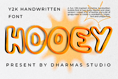 Hooey - Y2K Outline Handdrawn branding brutal design display font handcrafted handdrawn handlettered handwriting handwritten header headline magazine modern orange outline poster retro vintage y2k