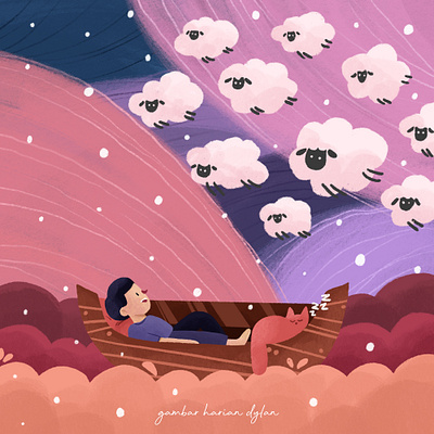 Let's count the Sheep coverillustration digitaldrawing digitalpainting drawing graphic design illustration illustrations