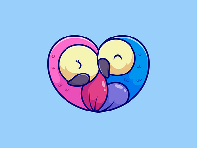Bird Love🕊️🤍🦜 animal birds coloring cute dove face flying hug icon illustration logo love shape sketch wings zoo