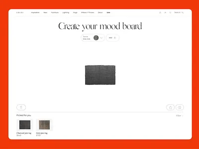 Materials mood board concept decor design ecomm interface interiordesign prototy ui ux