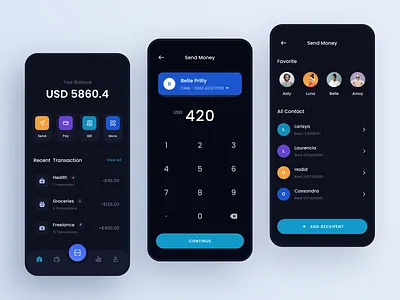 E-Wallet - Mobile App clean dark mode dashboard design e wallet e wallet mobile app rizki agus statistic ui ui design ux ux design vector
