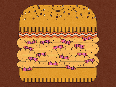 Bacon egg and cheese bacon bagel breakfast cheese egg flat illustration line art sandwich texture