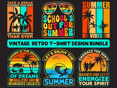 Vintage Retro T-Shirt Design​​​​​​​ Bundle beach beautiful custom cute design fashion funny graphic design nature retro retro t shirt design summer summertime summervibes sun t shirt t shirt design typography vector vintage