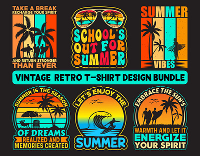 Vintage Retro T-Shirt Design​​​​​​​ Bundle beach beautiful custom cute design fashion funny graphic design nature retro retro t shirt design summer summertime summervibes sun t shirt t shirt design typography vector vintage