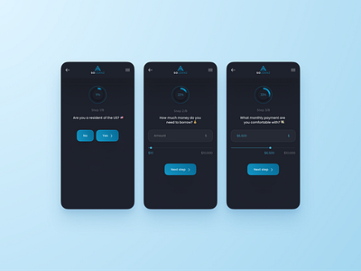 Dark Theme Loan App design flat minimal ui ux