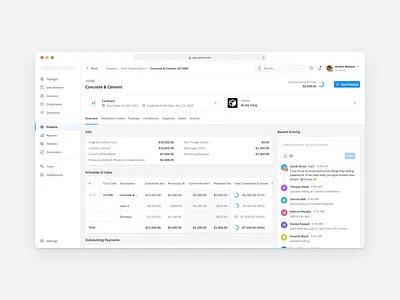 Contract Details app compliance contract dashboard lien waivers management payapps property real estate ui ux