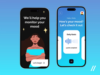 Mood Tracking Mobile IOS App android animation app app design app interaction design design ui exercises graphic design ios mobile mobile app mood motion motion graphics online track ui ux wellness