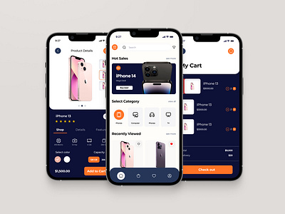 The E-Store - Mobile App app branding commerce design e commerce graphic design logo typography ui ux