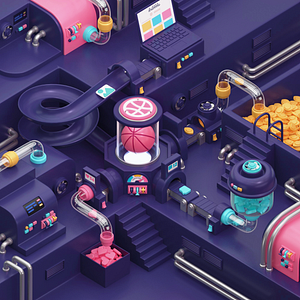 Dribbble Factory 3D Illustration by Shakuro on Dribbble