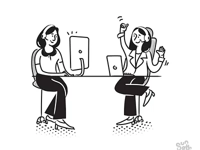 Thick ink drawing character flat illustration fun hand drawn happy illustration notion style web illustration working