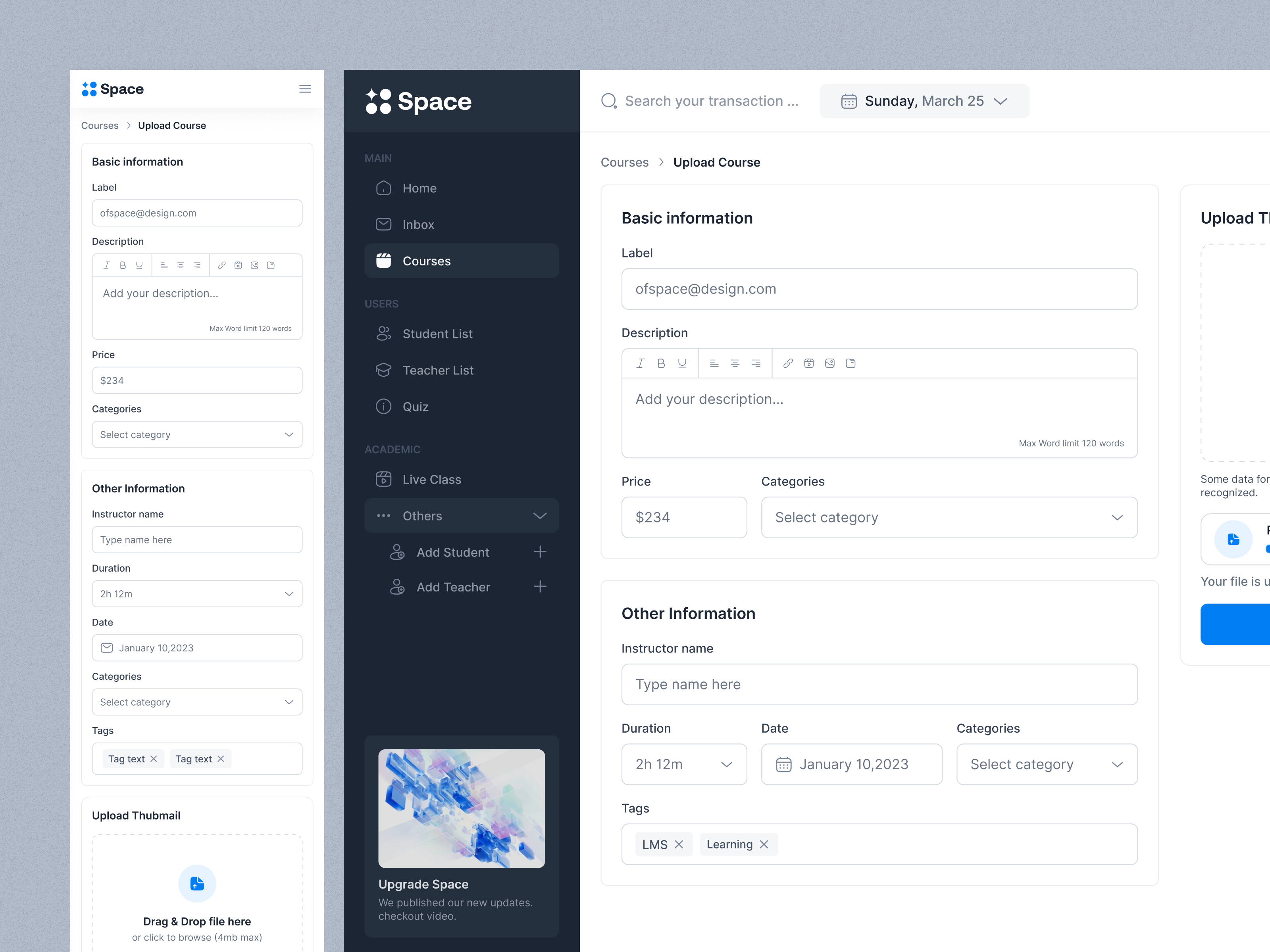 Learning Management System business dashboard e learning e learning figma input input field learning management system lms ofspace online course onlineeducation product product design space space design system style guide ui kit webapp webapplication