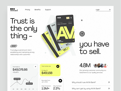 AVVA Bank - Finance Landing Page bank business card cash clean design finance financial header hero landing landing page market money page payment ui ux web website