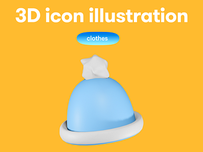Clothes 3D icon - winter hat 3d 3d icon 3d illustration 3d object clothes hat